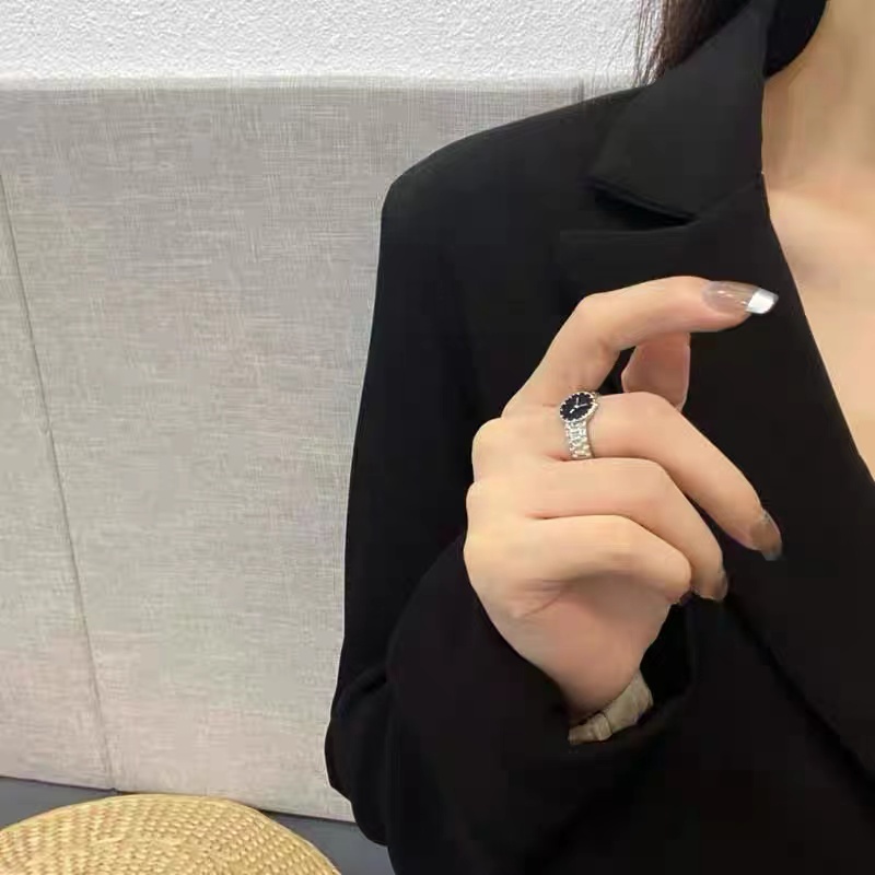 Nhẫn Hình Đồng Hồ Thiết Kế Đơn Giản Phong Cách Nhật Hàn