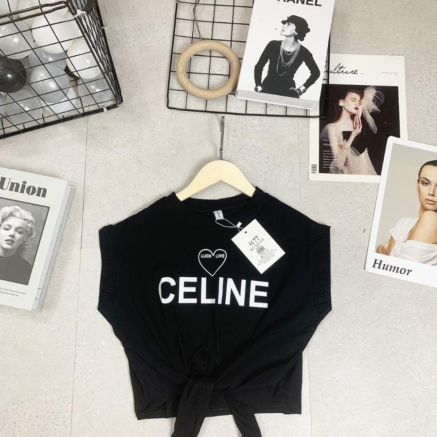 Áo Croptop nữ, áo thun croptop kiểu dây buộc chất cotton mát thiết kế trẻ trung cá tính in hình chữ Celinee