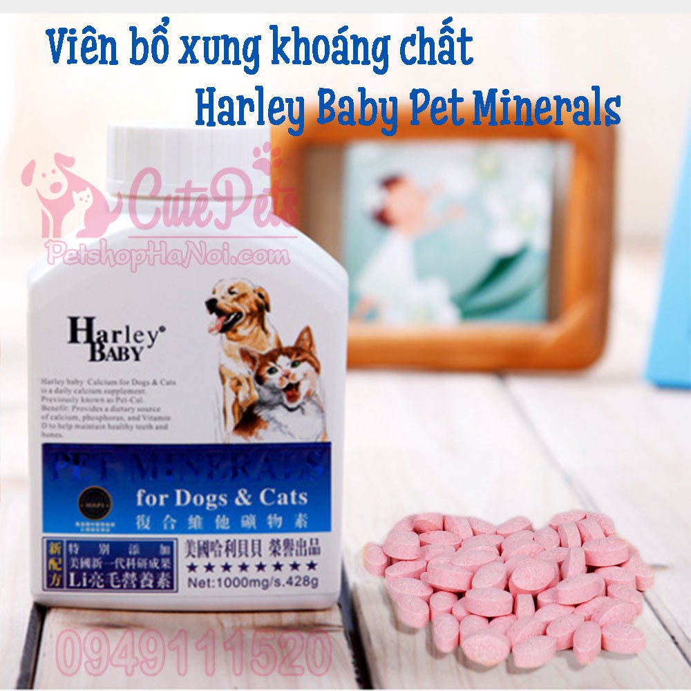 [Combo 10viên] Viên Bổ xung khoáng chất vi lượng Harley Baby Pet Minerals - Thức ăn chó mèo CutePets