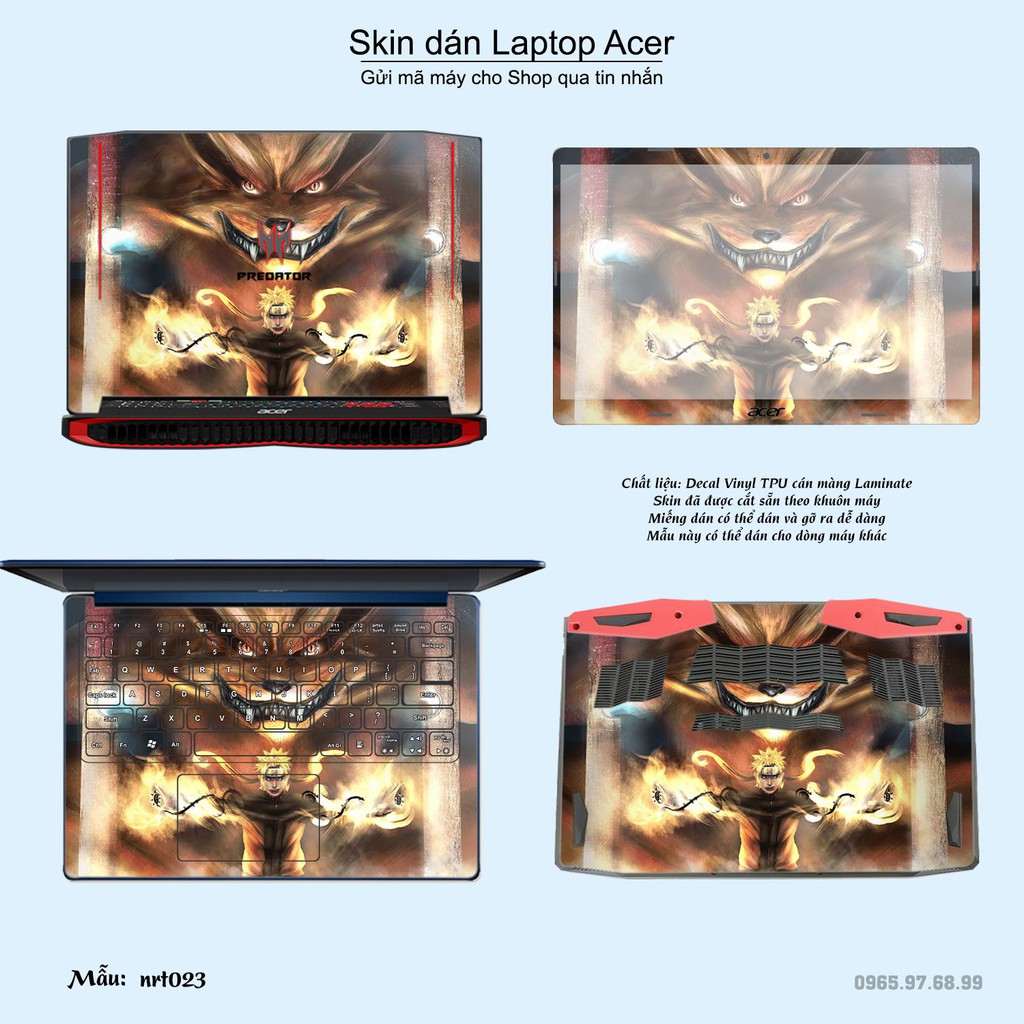 Skin dán Laptop Acer in hình Naruto (inbox mã máy cho Shop)