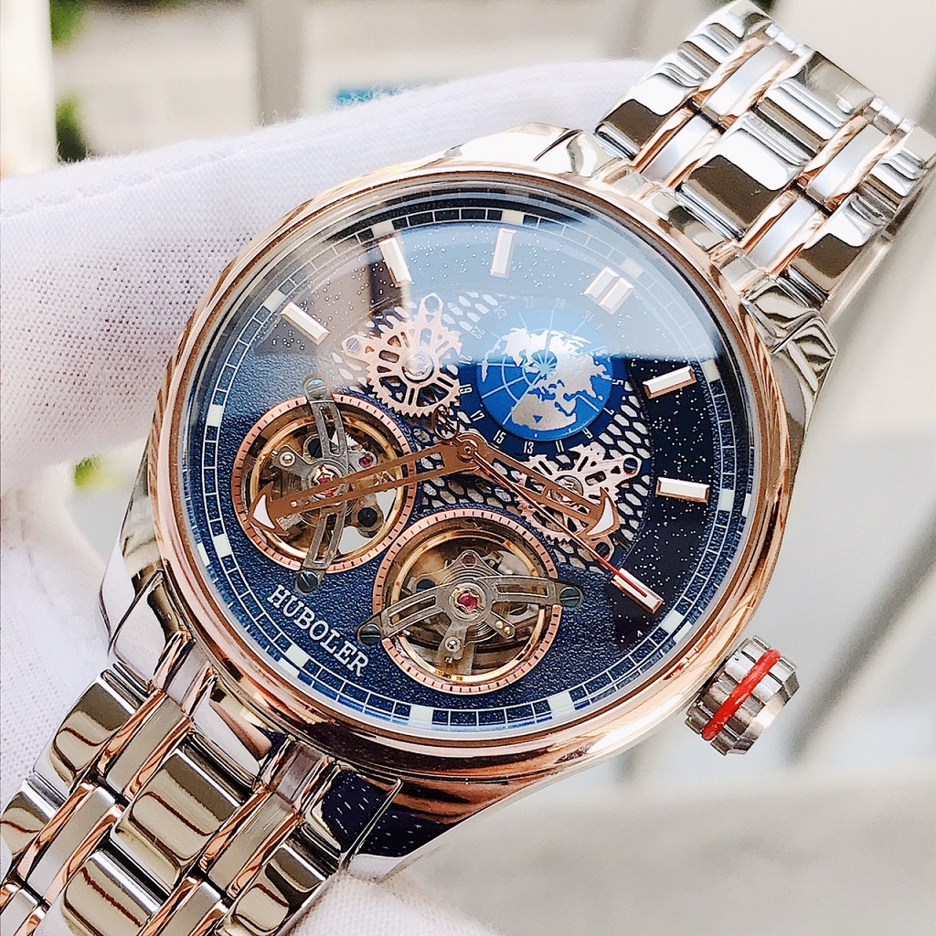 Đồng Hồ Nam Huboler Automatic Demi Xanh Rose Gold Chính Hãng 44mm