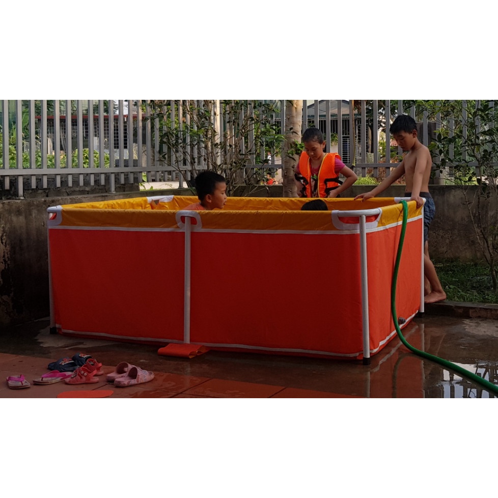 Bể bơi cho bé thành cao bằng bạt mini lắp ghép tiện lợi kích thước 1 x 1.6 x 0.6m