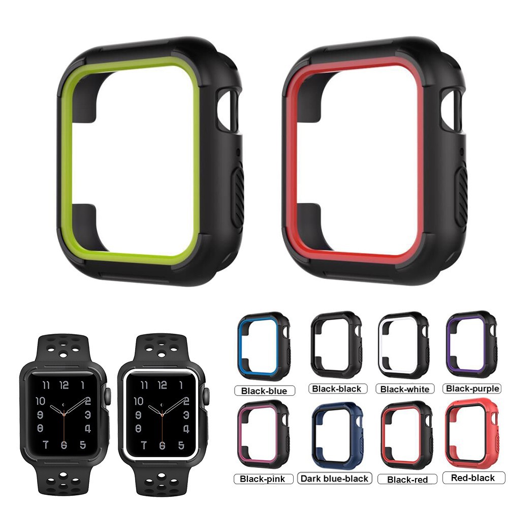 Sale 70% Apple Watch Series 54321 Ốp nhựa TPU nhiều màu cho đồng hồ , black+yellow,for 44mm Giá gốc 90,000 đ - 56A69