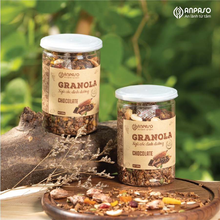 Granola Vị Chocolate Siêu Hạt Anpaso Ăn Kiêng,Giảm Cân,Eat Clean bổ sung dinh dưỡng, giữ vóc dáng, tốt cho tim mạch 300g