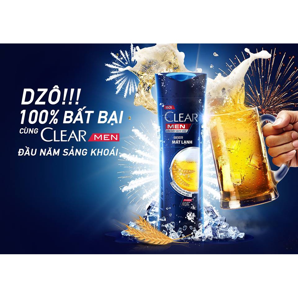 Dầu gội sạch gàu Clear Men Beer mát lạnh 631ml