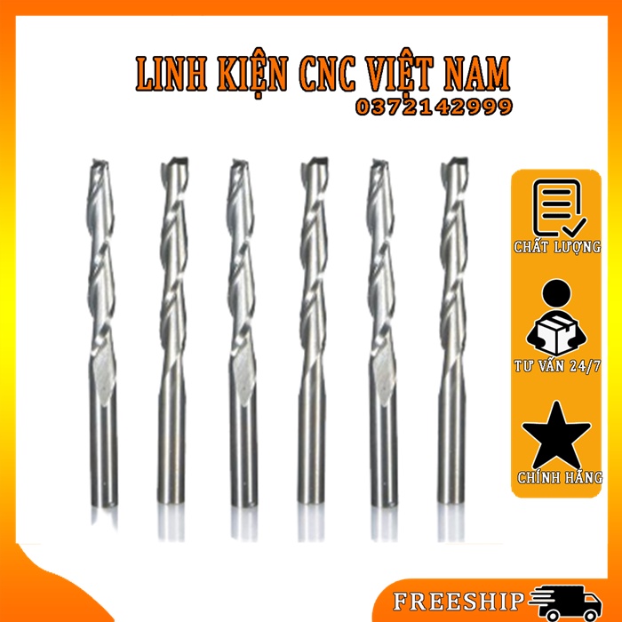 Mũi CNC xoắn 2 me cot 6mm