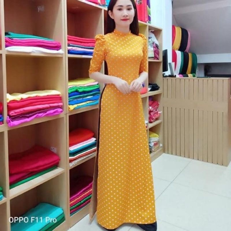 Áo Dài Chấm Bi Hottrend