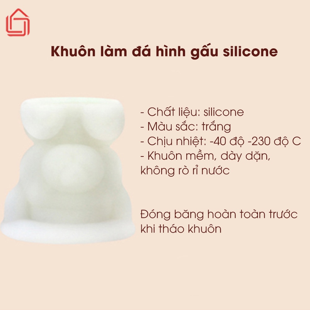 Khuôn đá silicone hình gấu dễ thương, họa tiết sắc nét giúp làm đá nhanh gọn hình sinh động - nhamoi