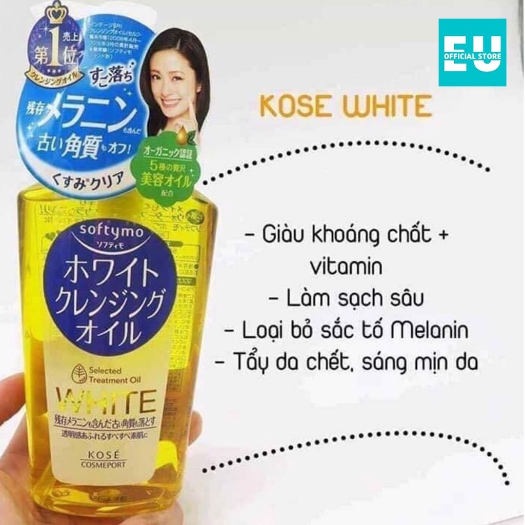 Dầu Tẩy Trang Kose Softymo White Cleansing Oil 230ml  Nhật Bản