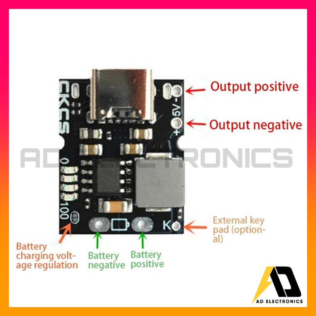 Mạch Sạc Dự Phòng 1S 4.2V  Tăng Áp Type C - Sạc Pin 18650, Lithium 5V 2A