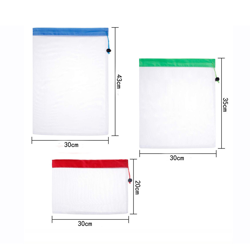 Túi Lưới Nylon Trong Suốt Dây Rút Đựng Rau Củ/Đồ Chơi/Đồ Chơi Mang Đi Du Lịch Có Thể Tái Sử Dụng