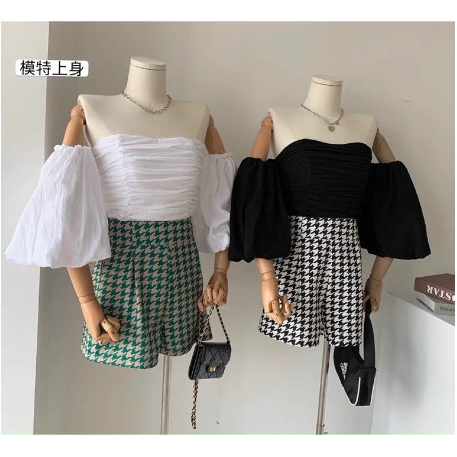 ÁO CROPTOP KIỂU NỮ XỐP TAY PHỒNG style Châu Âu- AK0023 | bear.story