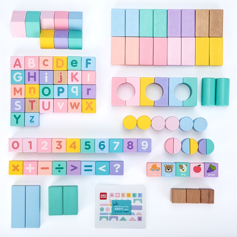 [LIFEMC02BPABAU -10% đơn 250K] Bộ đồ chơi xếp hình bằng gỗ Deli - giúp bé phát triển trí tuệ - 74524/ 74525