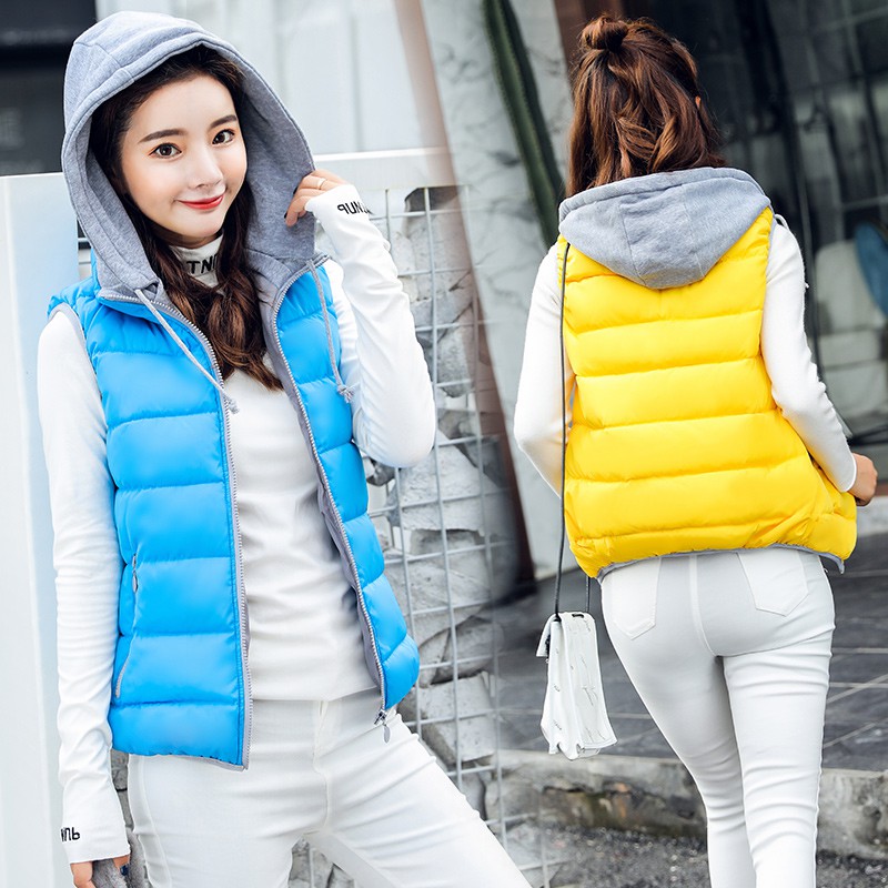 Áo phao nữ ba lỗ không tay kiểu dáng đơn giản có mũ nỉ ấm giá rẻ (ĐỎ) | BigBuy360 - bigbuy360.vn