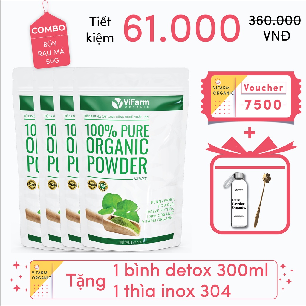 Bột Rau Má Nguyên Chất ViFarm 50Gram Organic 100%, Bột Rau Má Sấy Lạnh,Thanh Nhiệt | BigBuy360 - bigbuy360.vn