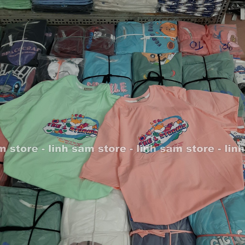 Áo thun in tay lỡ nữ freesize phông form rộng dáng Unisex - Ulzzang mặc cặp, nhóm, lớp chữ THE L STUDIOS HÌNH CÁO | BigBuy360 - bigbuy360.vn