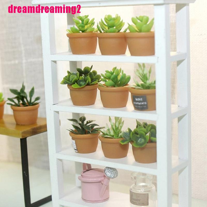 4 Chậu Cây Mini Màu Xanh Lá Cây Trang Trí Nhà Cửa