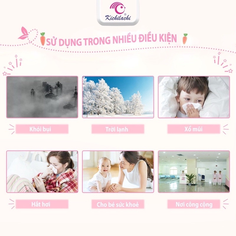 [Chính Hãng] - Set 3 khẩu trang gấu cho bé thương hiệu Kichi cho bé từ 0-3 tuổi