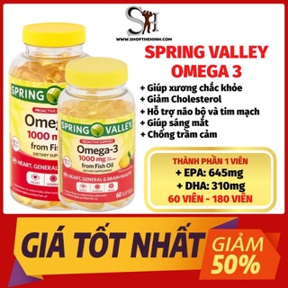 Viên Dầu Cá Spring Valley Omega 3 (60v) – Hỗ Trợ Hệ Tim Mạch, Trí Não, Tăng Cường Thị Lực, Sáng Mắt, Đẹp Da