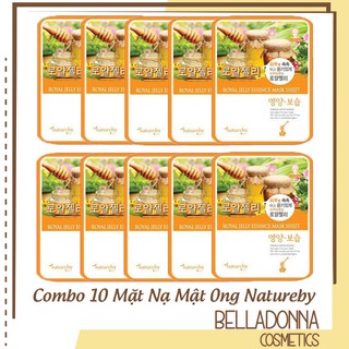 Combo 10 Mặt Nạ Tái Tạo Trẻ Hóa Làn Da Từ Mật Ong Natureby Royal Jelly Essence Mask Sheet 10 x 23g