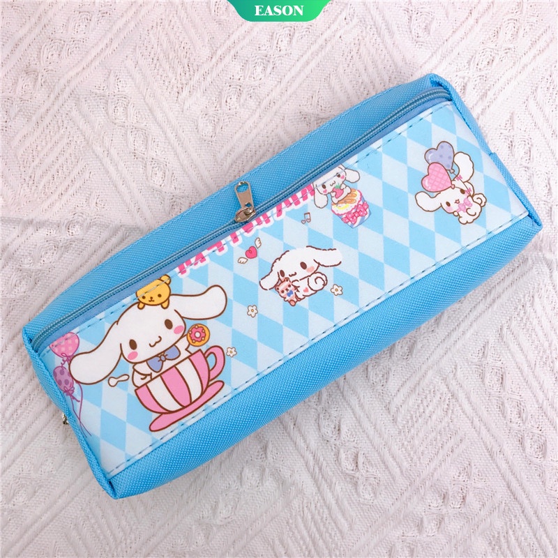 SANRIO Túi Đựng Bút Hai Ngăn Có Khóa Kéo Họa Tiết Mèo hello kitty Dễ Thương Ốp