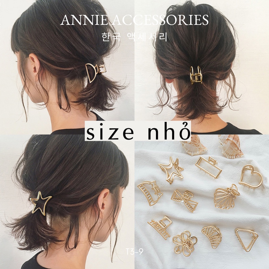 Kẹp tóc kim loại mạ vàng loại nhỏ phong cách nữ tính nhẹ nhàng ANNIE - T3-19