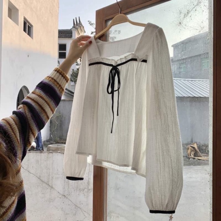 {xuu_design} áo babydoll cổ vuông tiểu thư ullzang hàng QC A289 hihishophaha | BigBuy360 - bigbuy360.vn