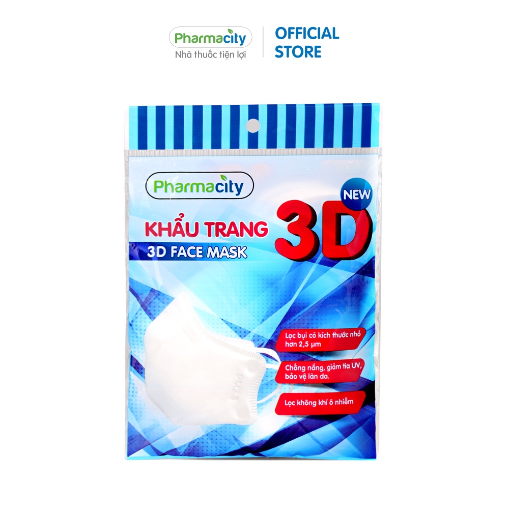 Khẩu trang y tế 3D chất lượng cao Pharmacity (Gói 5 cái)