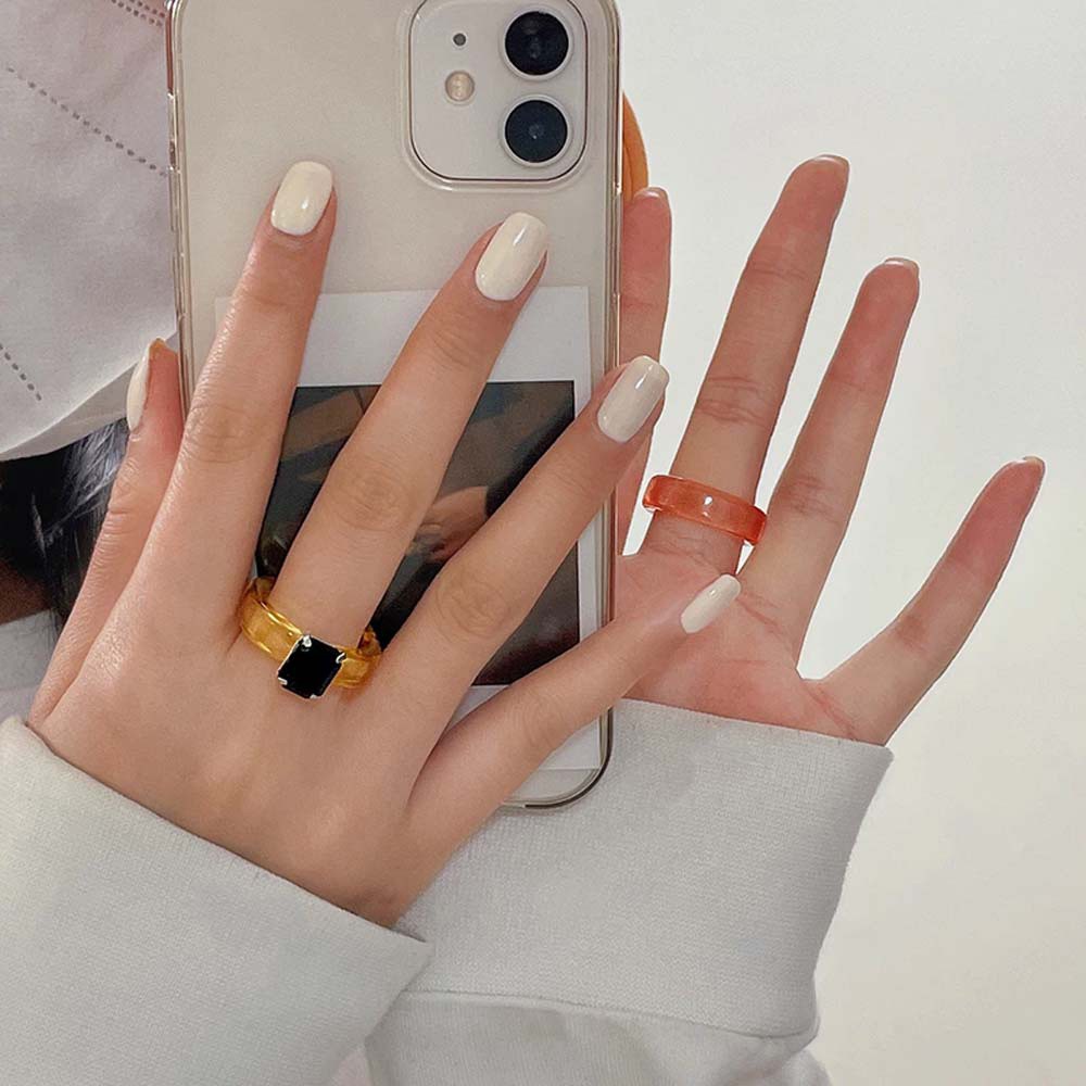 Nhẫn nhựa resin trong suốt nhiều màu phong cách dễ thương thời trang cho nữ