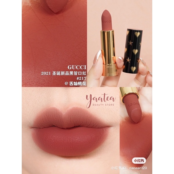 Son Gucci vỏ đen Holiday 2021 Rouge À Lèvres Mat Lipstick Limited