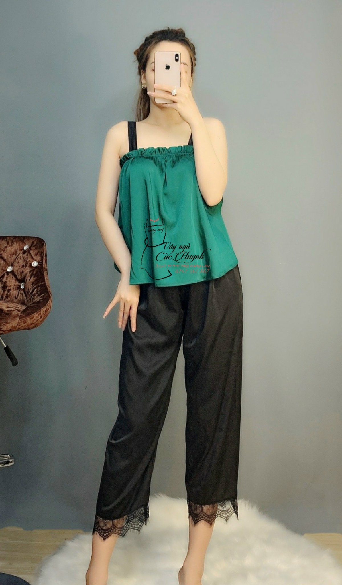 [Ảnh thật - Chất Đẹp] Bộ ngủ dễ thương [FreeShip] Bộ ngủ lụa cao cấp kèm quần dài phối ren mi siêu xinh - CÚC HUỲNH | BigBuy360 - bigbuy360.vn