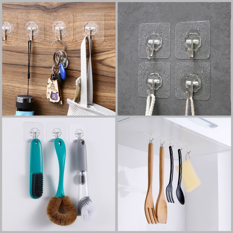 _ Móc dán tường trong suốt siêu dính chịu lực