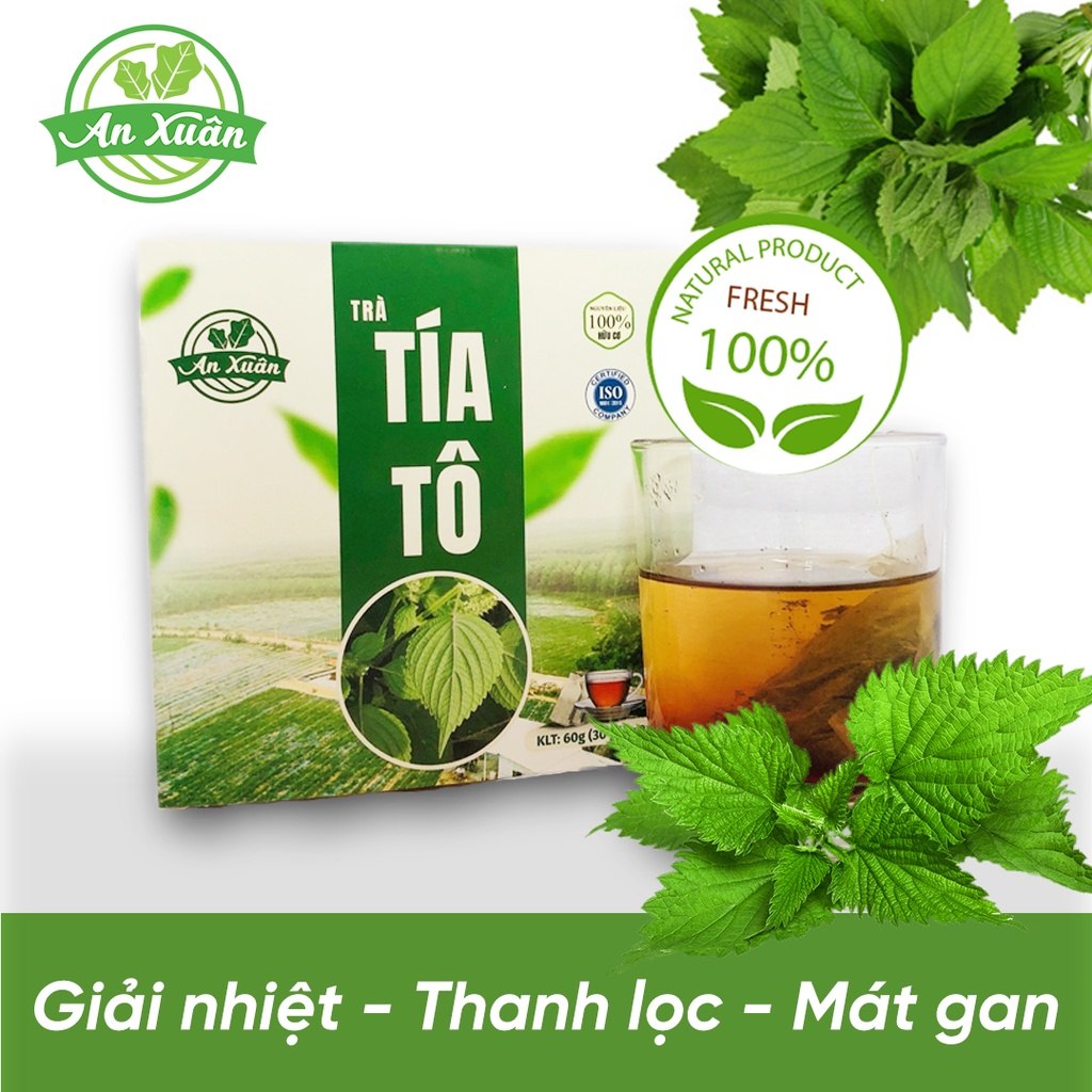 Trà Túi lọc Tía Tô An Xuân Hộp 40gr [CHÍNH HÃNG] Hỗ trợ làm đẹp da, chống lão hóa da  - Hộp 20 gói x 2gr