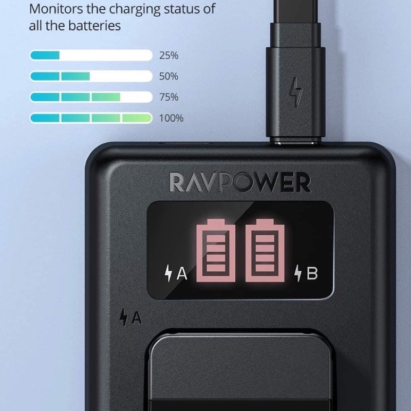 Pin và sạc SONY FW50 hãng Ravpower BC056 for SONY A6000, 6300, 6400, 6500, A7, A7II, A7RII, A7R, A7S, Next...