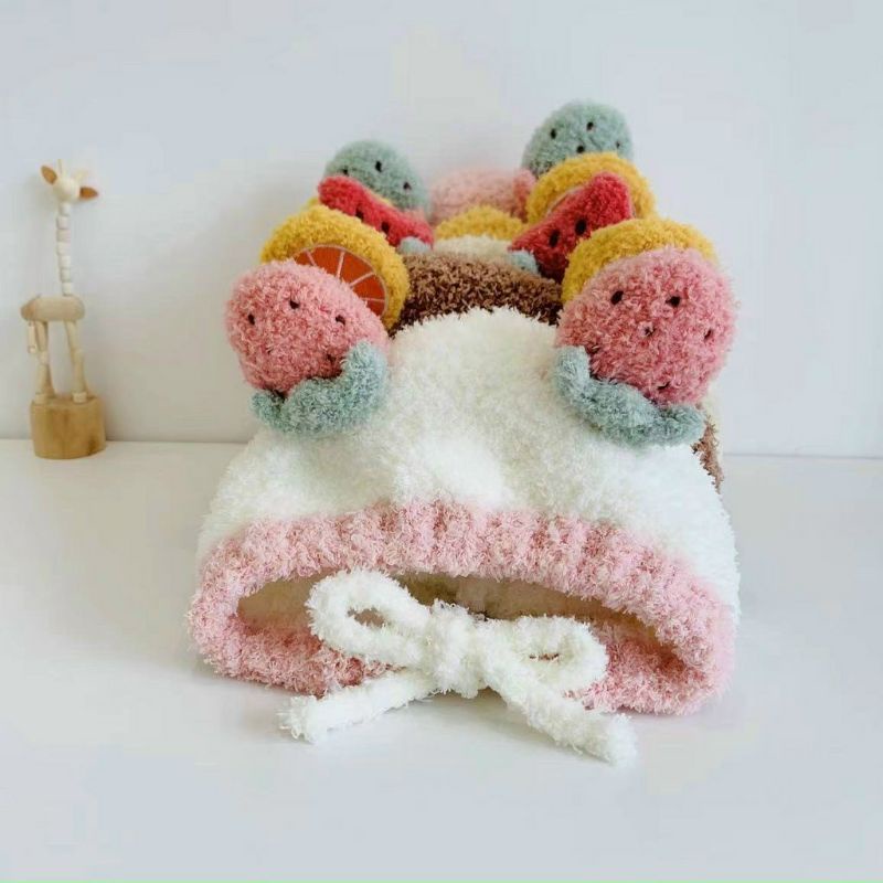 Mũ len lông cừu cho bé hình hoa quả siêu dễ thương 6-36 Tháng