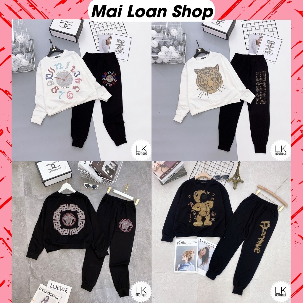 Set Đồ Nữ Hoạ Tiết Đính Đá Cao Cấp, Set Đồ Bộ Nữ Thu Đông Cá Tính.