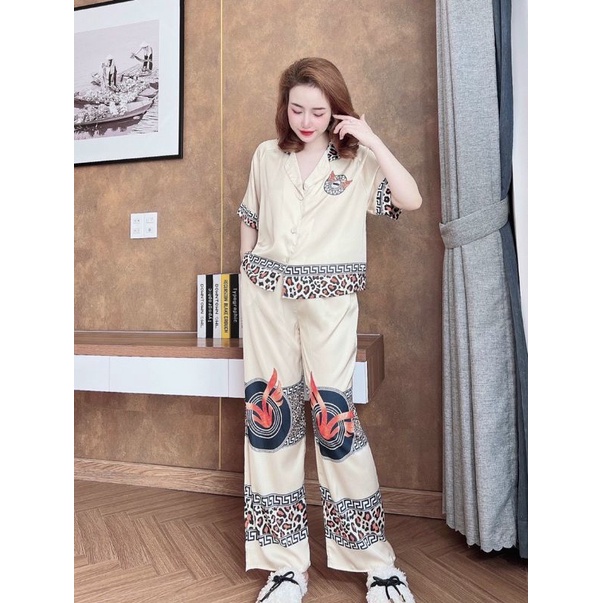 Pijama lụa Latin tay ngắn crotop, hoạ tiết đa dạng xinh xắn