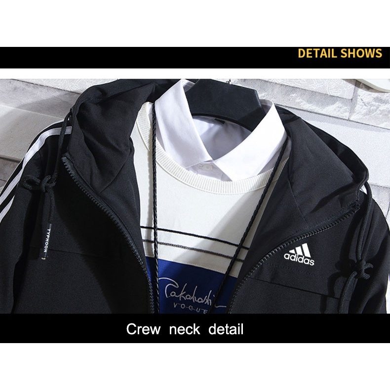 Adidas Áo Khoác Thể Thao Chống Gió Có Mũ Trùm Cá Tính Dành Cho Nam