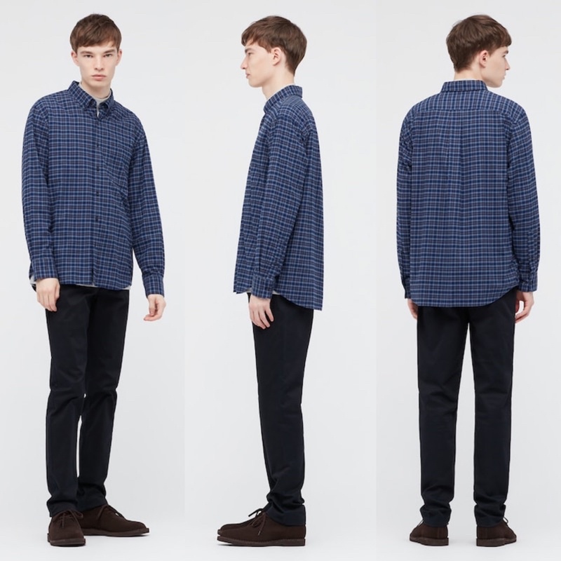 Áo sơ mi nam dài tay kẻ caro dòng flannel của Uniqlo