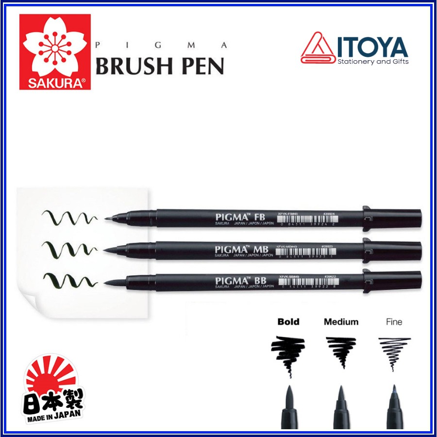 Bút đầu cọ Sakura Pigma Brush màu Black (3 loại)