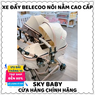 Xe đẩy cho bé Belecoo nôi nằm cao cấp gấp gọn 2 chiều 3 tư thế có mái che giảm sóc cho bé từ sơ sinh khung hợp kim Zozon