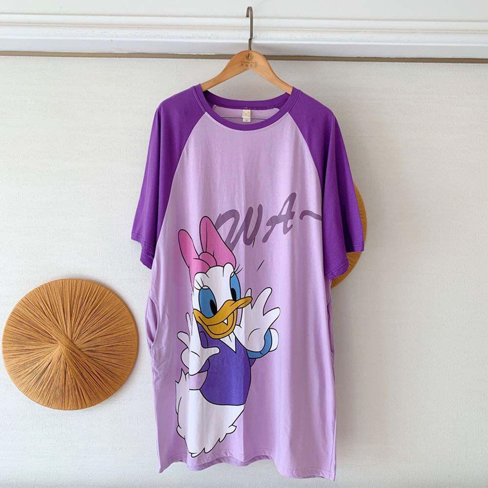Đầm Ngủ Dáng Rộng Họa Tiết Hoạt Hình Doraemon Chuột Mickey Thời Trang Mùa Hè Hàn Quốc Dành Cho Nữ
