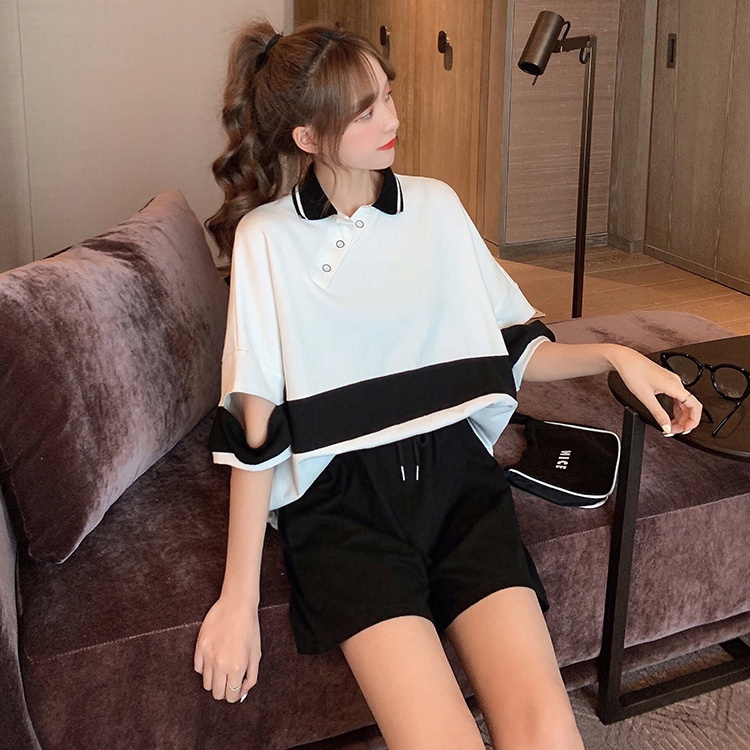 NRVP Áo Thun Nữ Dáng Dài Rộng Tay Ngắn Phong Cách Thời Trang Đường Phố Hàn Quốc