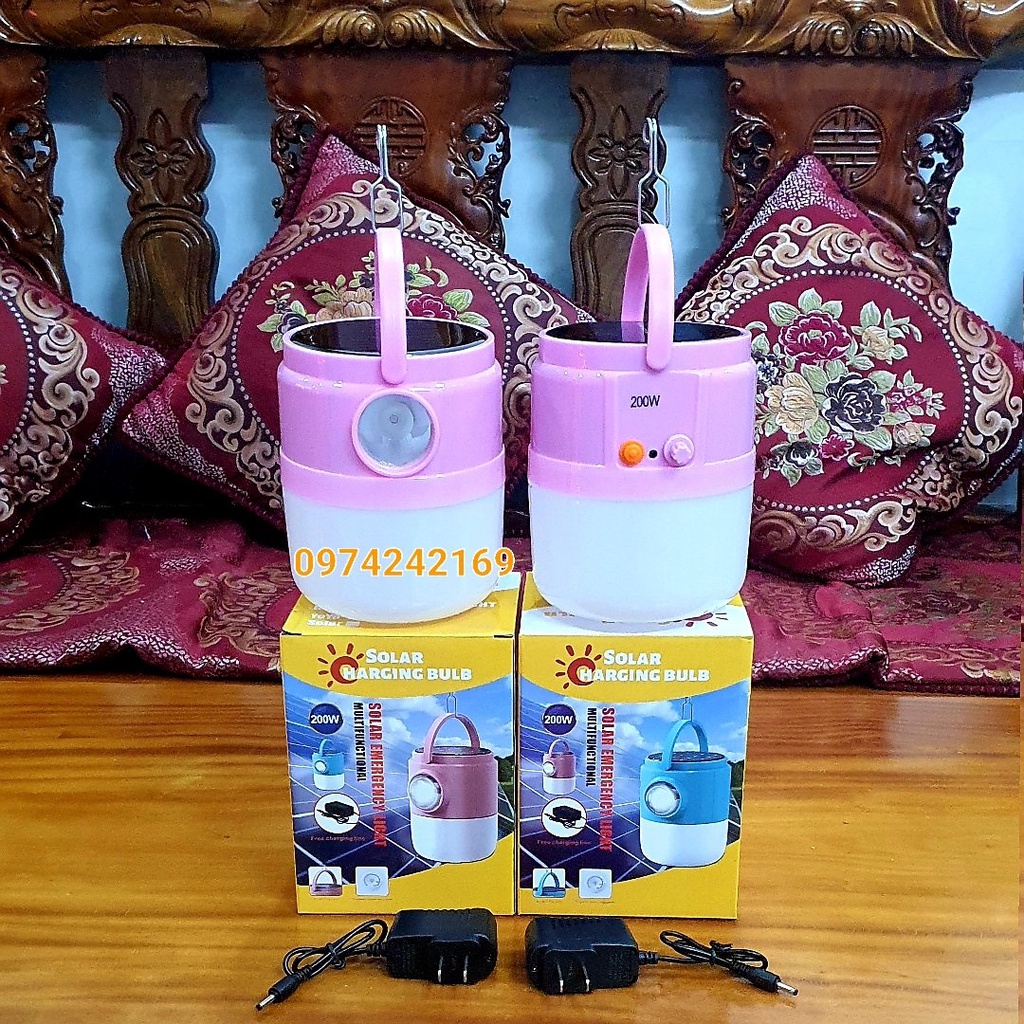 BÓNG ĐÈN SẠC TÍCH ĐIỆN NĂNG LƯỢNG MẶT TRỜI 200W CÓ MÓC TREO