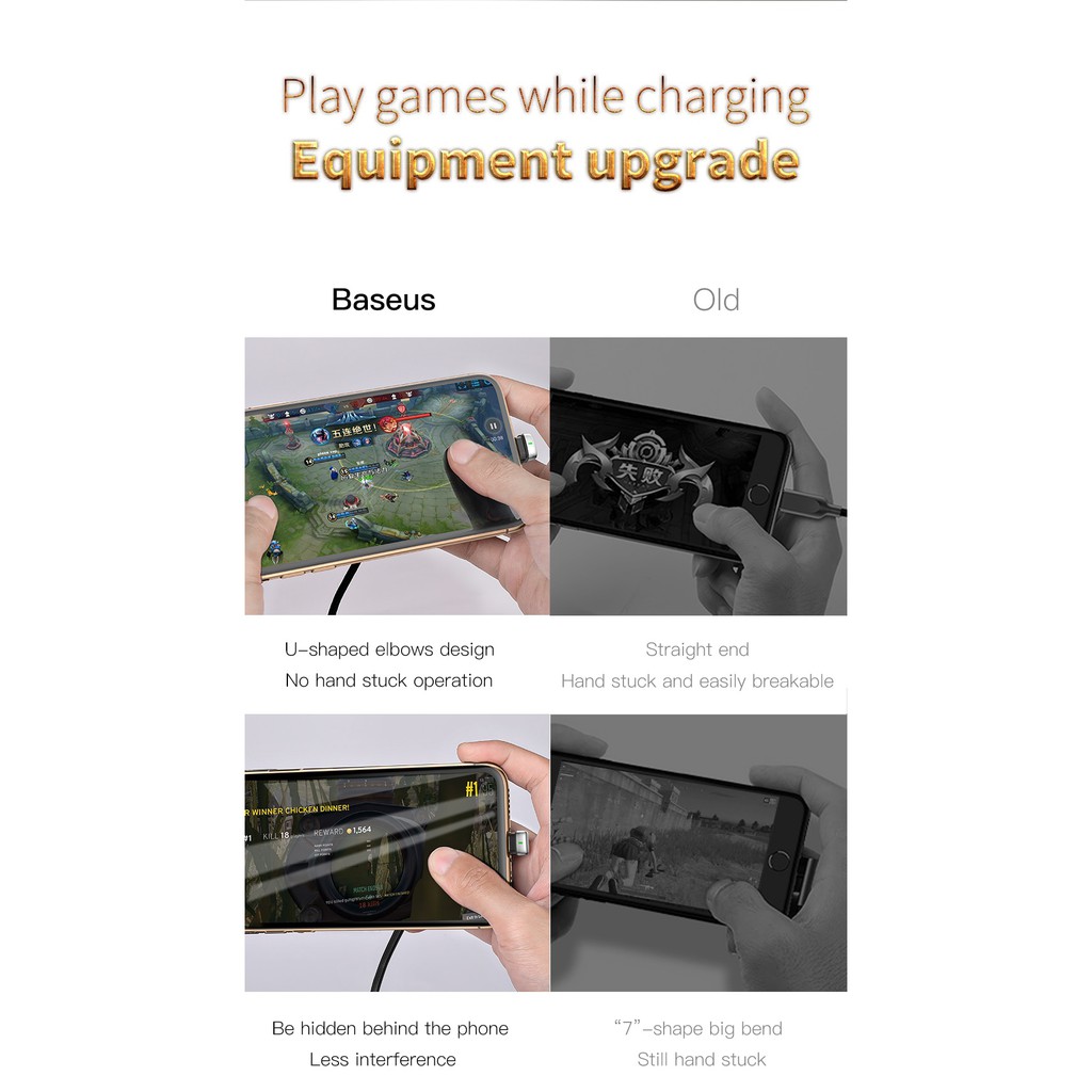 Tiện ghê gớm với cáp sạc gập 180 độ không bị vướng tay khi chơi game của Baseus Lại còn tự ngắt điện khi pin đầy