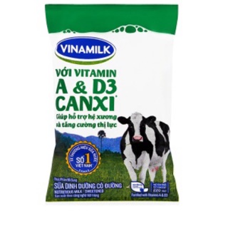 Combo 5 bịch sữa Vinamilk có đường hoặc không đường 220ml