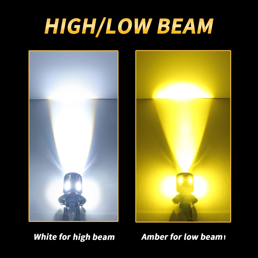 1 Đèn Pha LED T19 P15D H4 H6 BA20D Hai Màu DC12V-60V Cho Xe Mô Tô