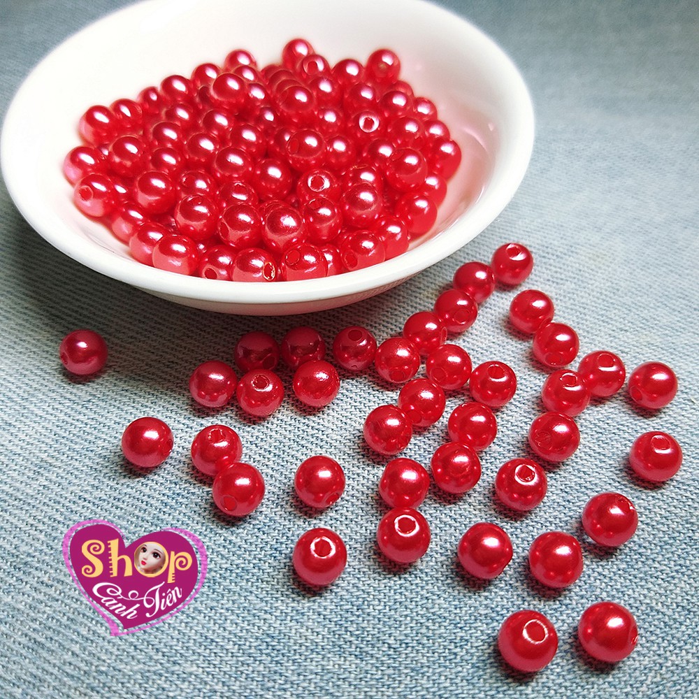 500 Hạt Giả Ngọc Trai 6mm nhiều màu Phủ Nhũ Trang trí Thủ công Tiện dụng