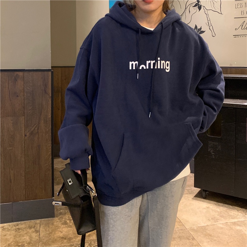 SUXI Áo Hoodie Tay Ngắn Dáng Rộng Thời Trang Mùa Thu Cho Nữ