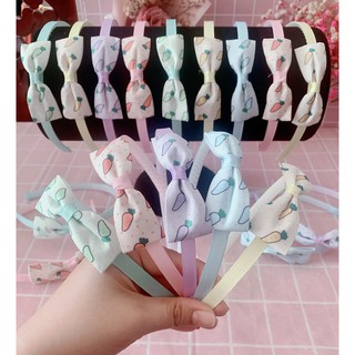 Cài tóc bờm tóc nơ họa tiết củ cà rốt siêu yêu cho bé gái